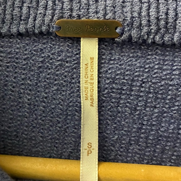 Free People Ottoman Slouchy Ribbed Mock Neck Tunic Sweater powder blue sz Small - Picture 5 of 7